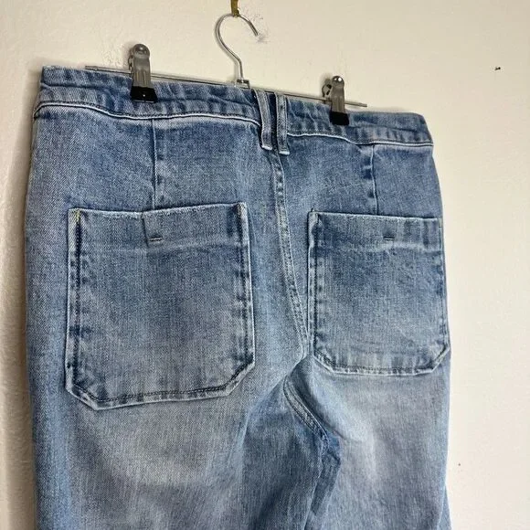 Oat New York Jeans Women's Size 29 Wide Leg Crop Sailor Jeans Blue Denim - Picture 7 of 11